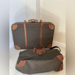 Longchamp Brown Canvas & Tan Leather Travel Set